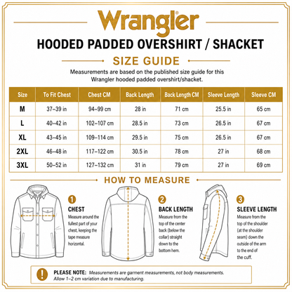 Wrangler Men's Hooded Padded Flannel Shacket | Check Shirt Jacket | M–3XL - QHA UK