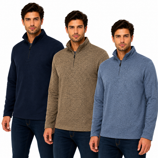 Wrangler Men's Quarter Zip Fleece Jumper | Marl Pullover | S–3XL - QHA UK