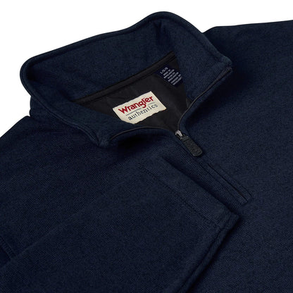 Wrangler Men's Quarter Zip Fleece Jumper | Marl Pullover | S–3XL - Zip Detail - QHA UK
