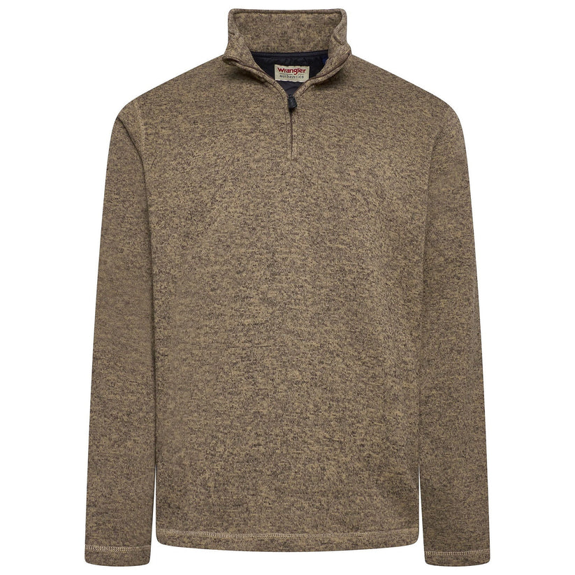 Wrangler Men's Quarter Zip Fleece Jumper | Marl Pullover | S–3XL - QHA UK