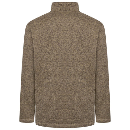 Wrangler Men's Quarter Zip Fleece Jumper | Marl Pullover | S–3XL - Zip Detail - QHA UK