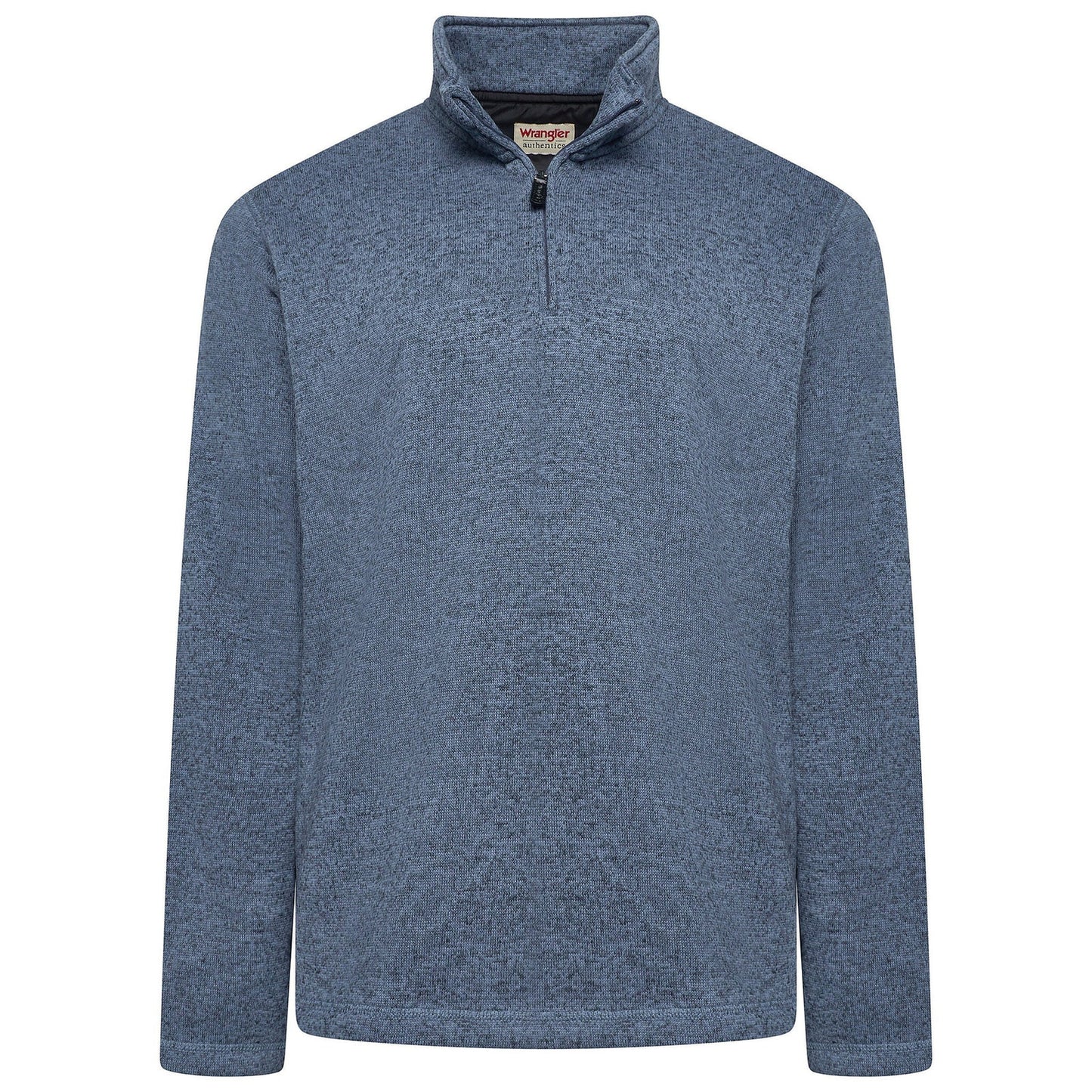 Wrangler Men's Quarter Zip Fleece Jumper | Marl Pullover | S–3XL - Zip Detail - QHA UK