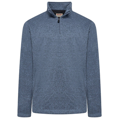 Wrangler Men's Quarter Zip Fleece Jumper | Marl Pullover | S–3XL - Zip Detail - QHA UK
