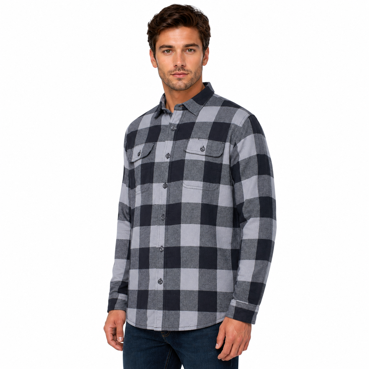 Wrangler Men's Sherpa Lined Flannel Shirt Jacket | Check Overshirt | M–3XL - QHA UK