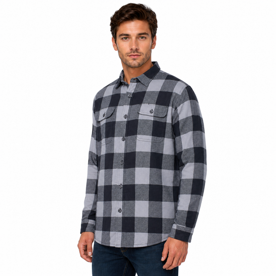 Wrangler Men's Sherpa Lined Flannel Shirt Jacket | Check Overshirt | M–3XL - QHA UK