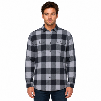Wrangler Men's Sherpa Lined Flannel Shirt Jacket | Check Overshirt | M–3XL - QHA UK
