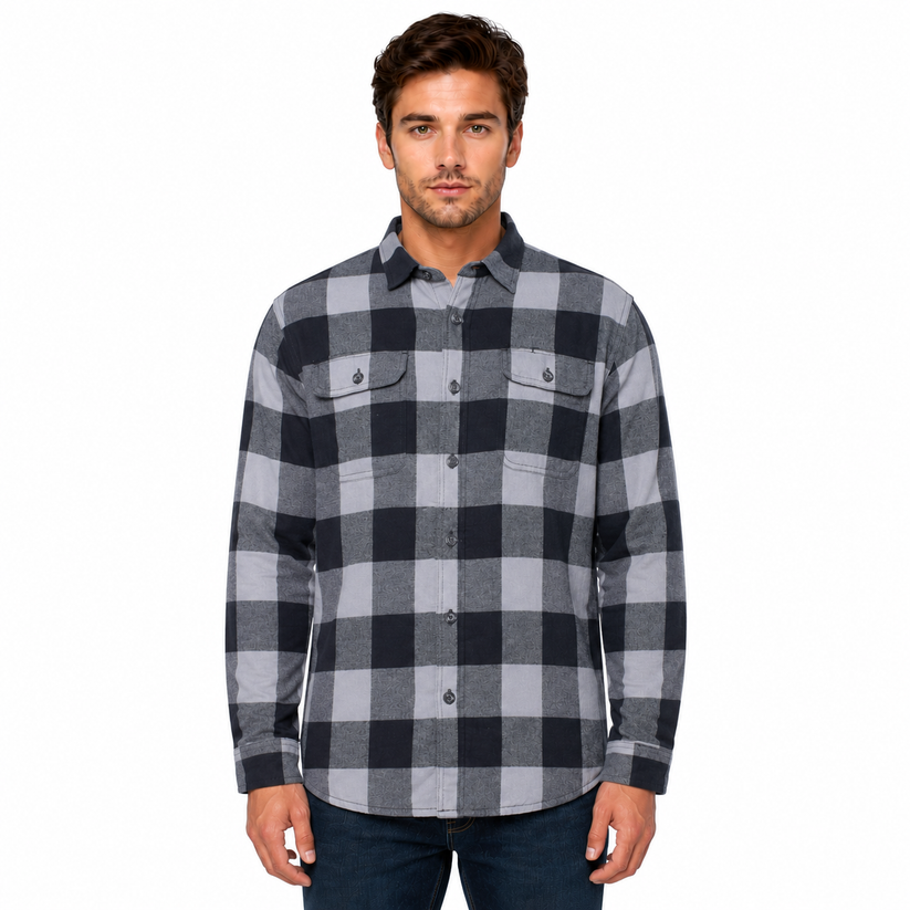 Wrangler Men's Sherpa Lined Flannel Shirt Jacket | Check Overshirt | M–3XL - QHA UK