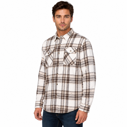 Wrangler Men's Sherpa Lined Flannel Shirt Jacket | Check Overshirt | M–3XL - QHA UK