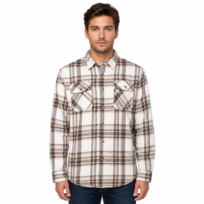 Wrangler Men's Sherpa Lined Flannel Shirt Jacket | Check Overshirt | M–3XL - QHA UK