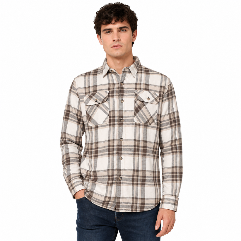 Wrangler Men's Sherpa Lined Flannel Shirt Jacket | Check Overshirt | M–3XL - QHA UK