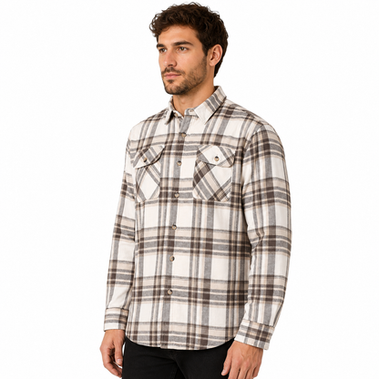 Wrangler Men's Sherpa Lined Flannel Shirt Jacket | Check Overshirt | M–3XL - QHA UK