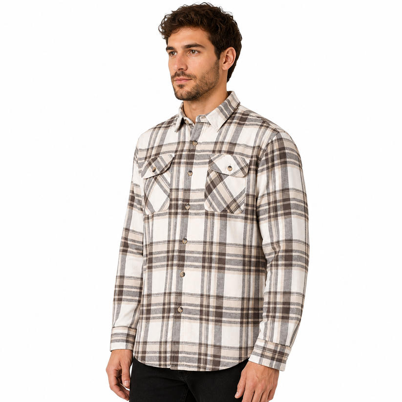 Wrangler Men's Sherpa Lined Flannel Shirt Jacket | Check Overshirt | M–3XL - QHA UK