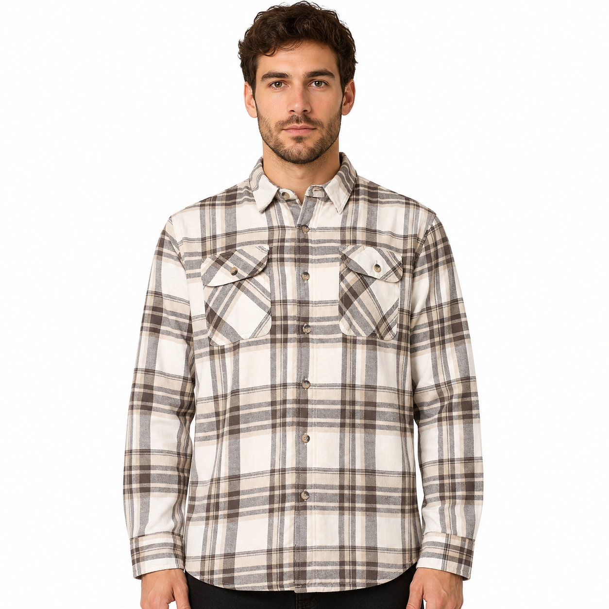Wrangler Men's Sherpa Lined Flannel Shirt Jacket | Check Overshirt | M–3XL - QHA UK