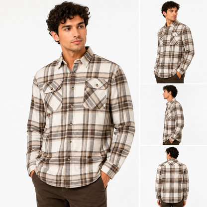 Wrangler Men's Sherpa Lined Flannel Shirt Jacket | Check Overshirt | M–3XL - QHA UK