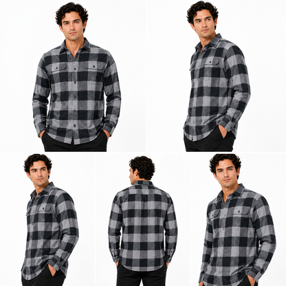 Wrangler Men's Sherpa Lined Flannel Shirt Jacket | Check Overshirt | M–3XL - QHA UK