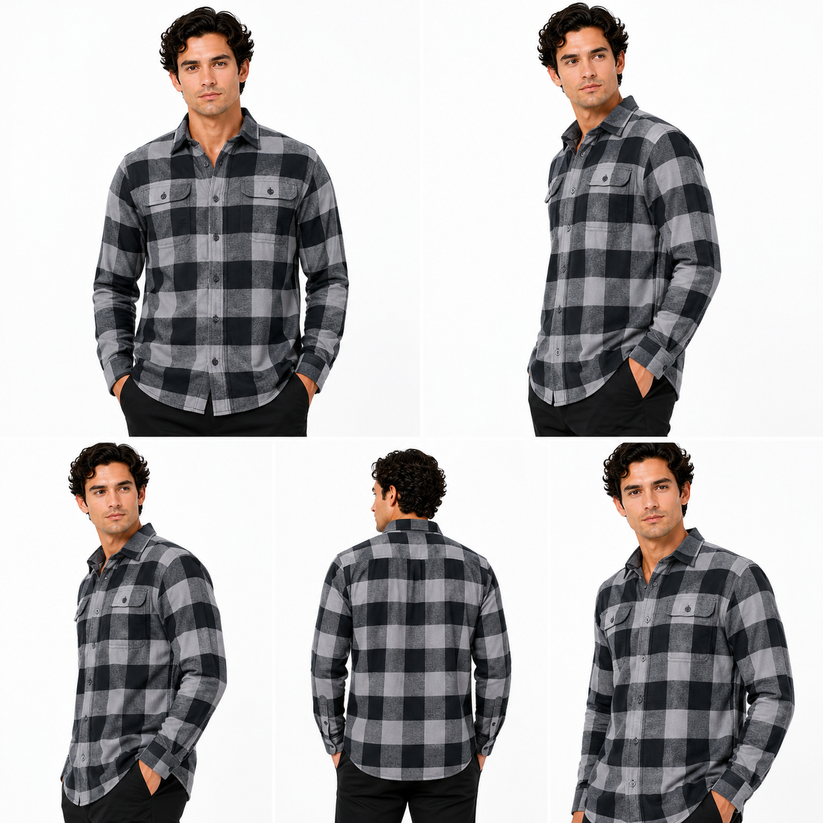Wrangler Men's Sherpa Lined Flannel Shirt Jacket | Check Overshirt | M–3XL - QHA UK