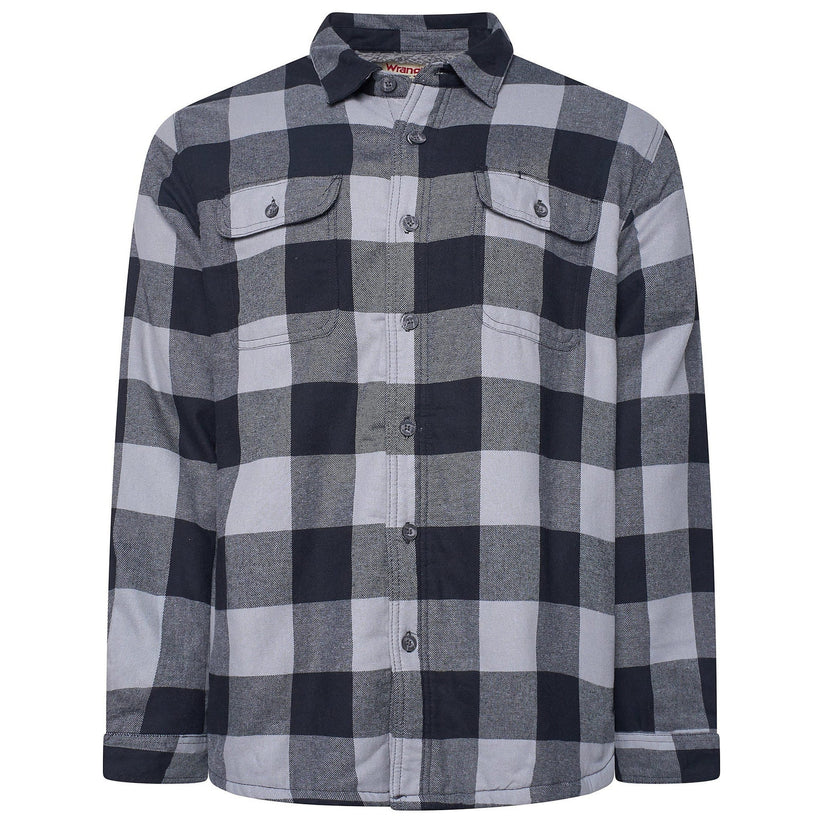 Wrangler Men's Sherpa Lined Flannel Shirt Jacket | Check Overshirt | M–3XL - QHA UK