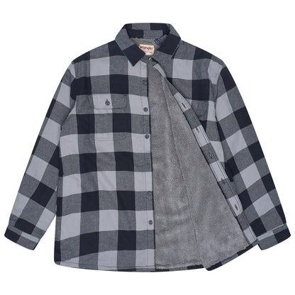 Wrangler Men's Sherpa Lined Flannel Shirt Jacket | Check Overshirt | M–3XL - QHA UK