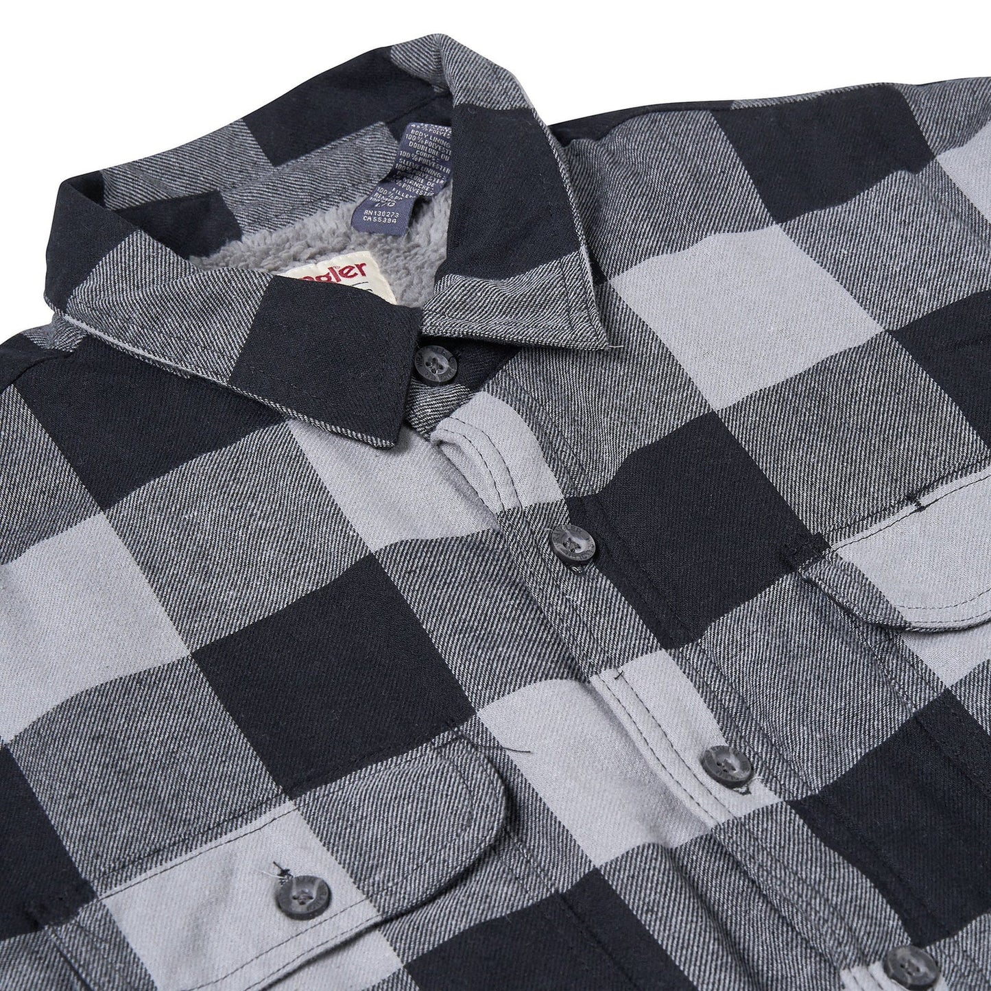 Wrangler Men's Sherpa Lined Flannel Shirt Jacket | Check Overshirt | M–3XL - QHA UK