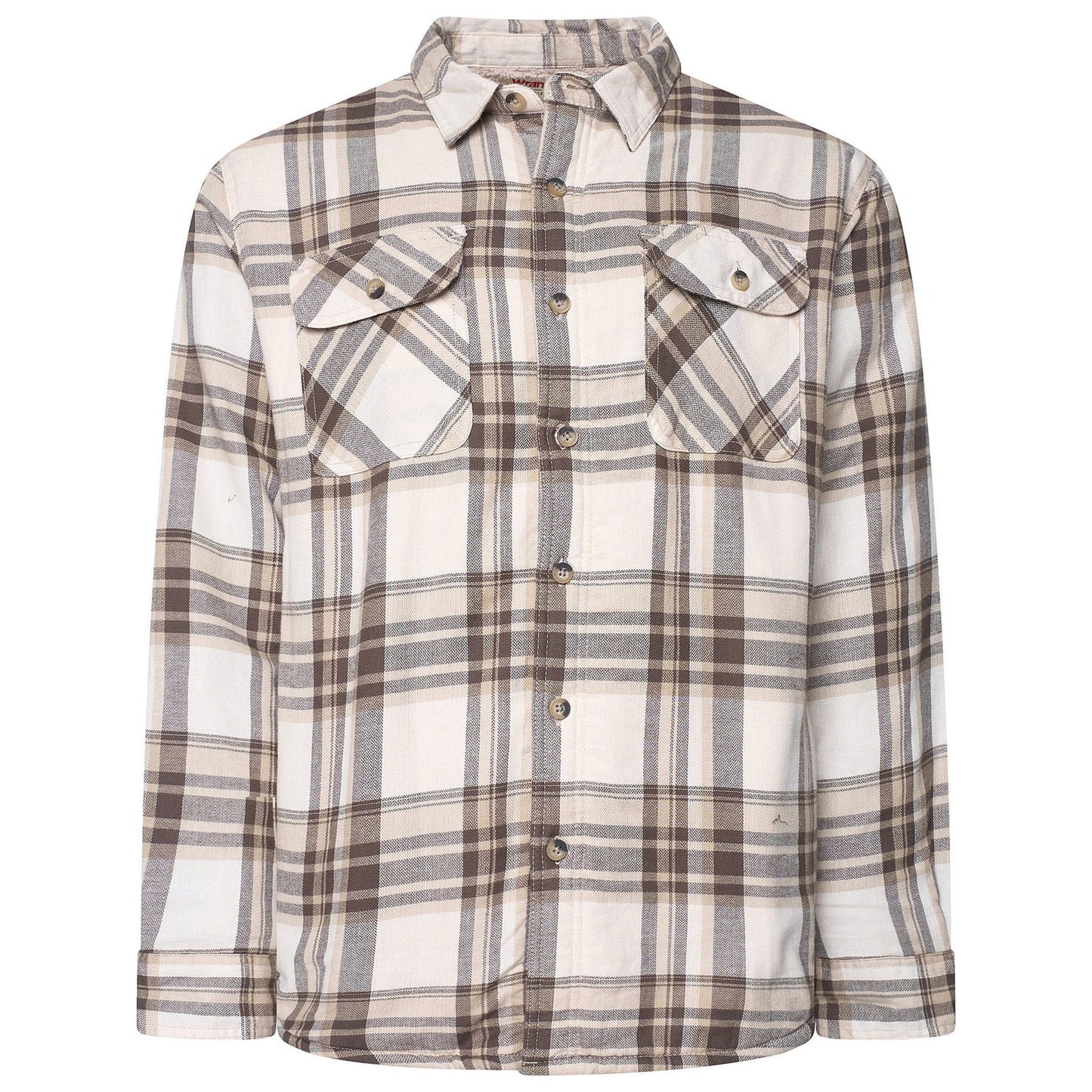 Wrangler Men's Sherpa Lined Flannel Shirt Jacket | Check Overshirt | M–3XL - QHA UK