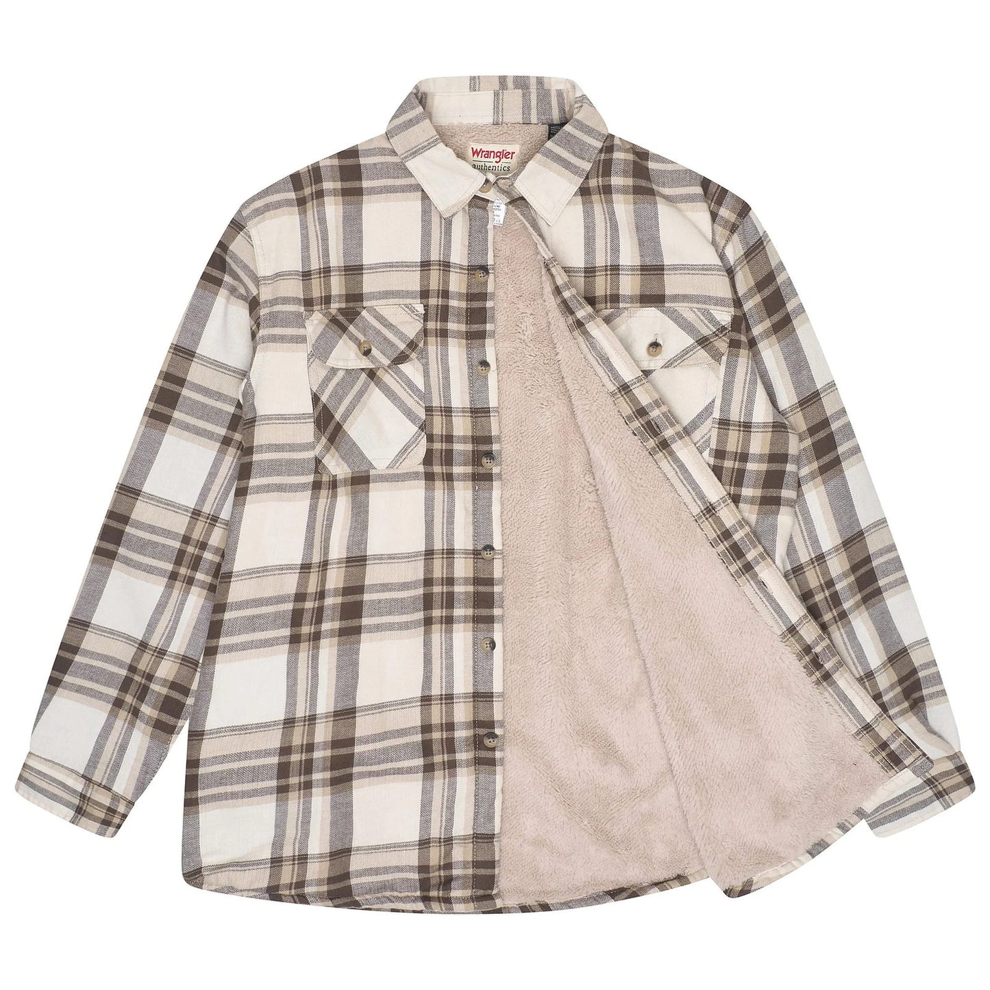 Wrangler Men's Sherpa Lined Flannel Shirt Jacket | Check Overshirt | M–3XL - QHA UK