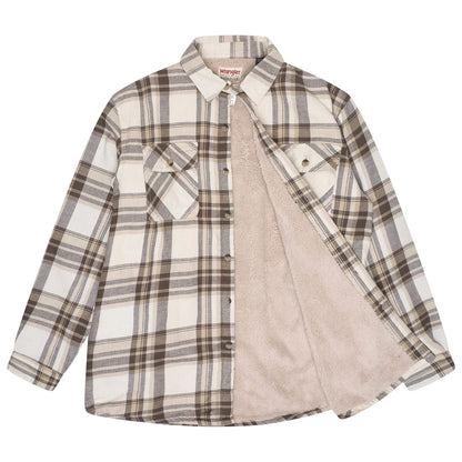 Wrangler Men's Sherpa Lined Flannel Shirt Jacket | Check Overshirt | M–3XL - QHA UK