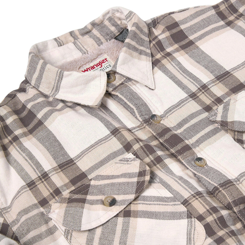 Wrangler Men's Sherpa Lined Flannel Shirt Jacket | Check Overshirt | M–3XL - QHA UK