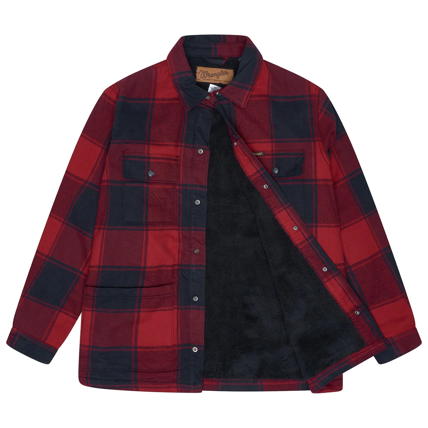 Wrangler Men's Sherpa Lined Flannel Snap Shirt Jacket | Western | M–2XL - QHA UK