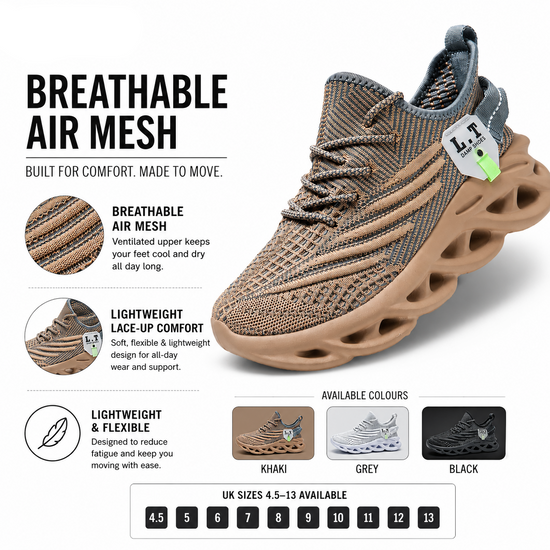 Mens Mesh Running Trainers Lace Up Casual Sports Shoes UK 4.5-13 - QHA UK