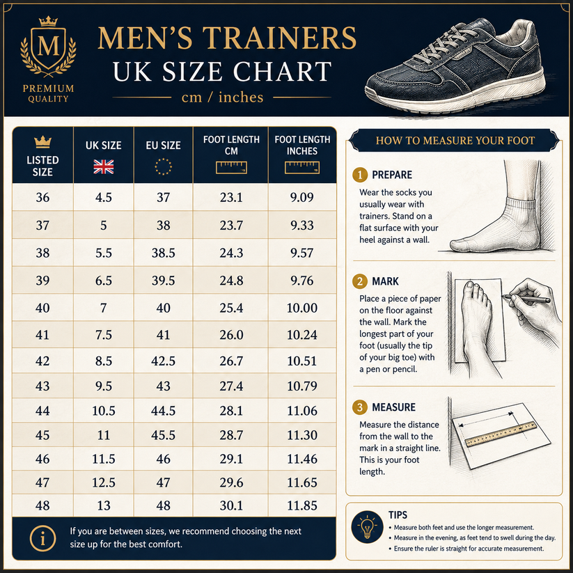 Mens Mesh Running Trainers Lace Up Casual Sports Shoes UK 4.5-13 - Size Guide - QHA UK