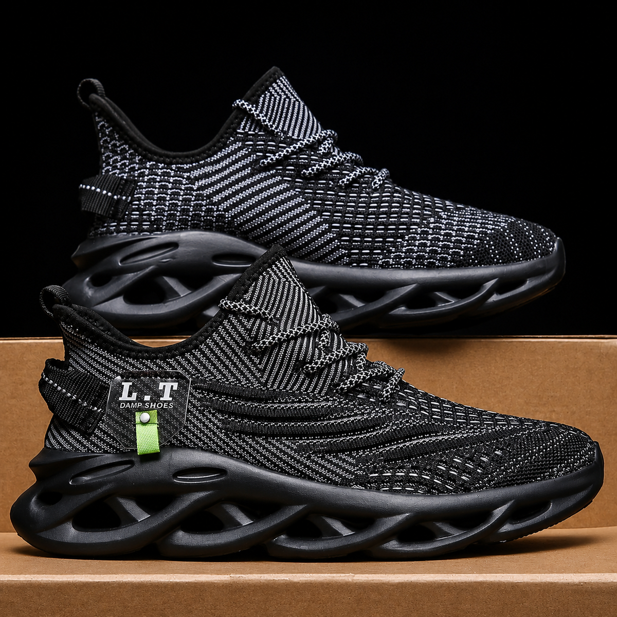 Mens Mesh Running Trainers Lace Up Casual Sports Shoes UK 4.5-13 - Sole Detail - QHA UK