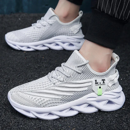 Mens Mesh Running Trainers Lace Up Casual Sports Shoes UK 4.5-13 - Logo Detail - QHA UK