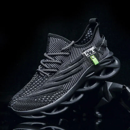 Mens Mesh Running Trainers Lace Up Casual Sports Shoes UK 4.5-13 - Logo Detail - QHA UK
