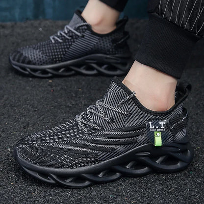 Mens Mesh Running Trainers Lace Up Casual Sports Shoes UK 4.5-13 - Logo Detail - QHA UK
