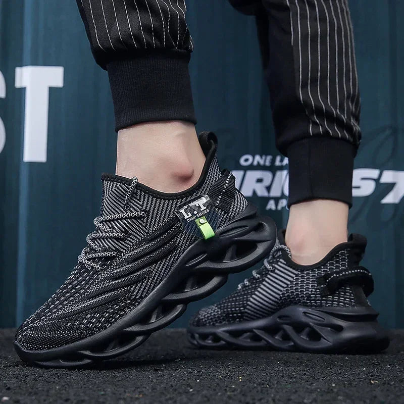 Mens Mesh Running Trainers Lace Up Casual Sports Shoes UK 4.5-13 - Sole Detail - QHA UK