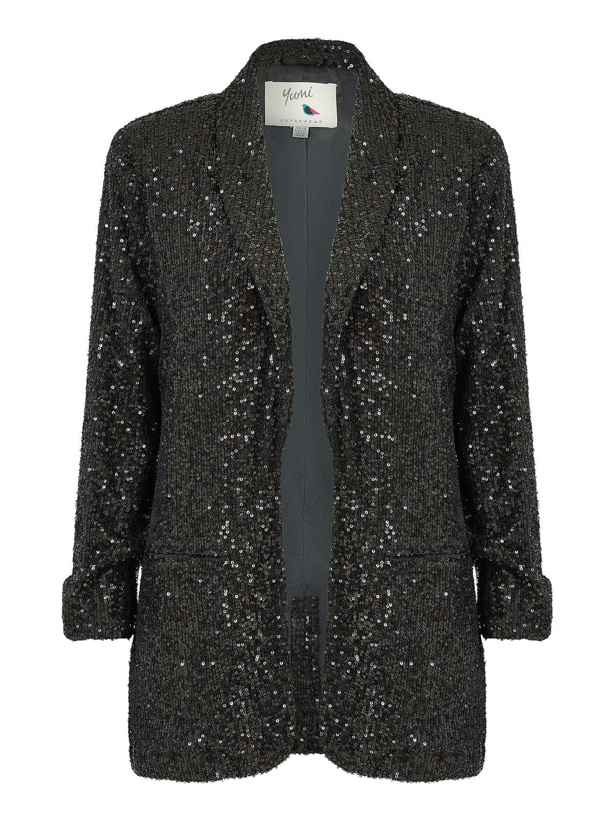 Yumi Black Sequin Blazer With Pockets | Women | UK Sizes 6–28 - QHA UK