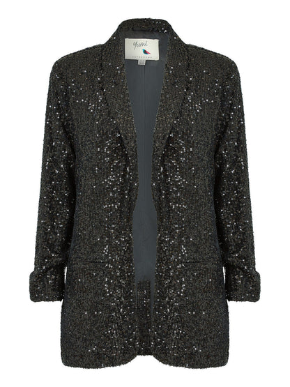 Yumi Black Sequin Blazer With Pockets | Women | UK Sizes 6–28 - QHA UK