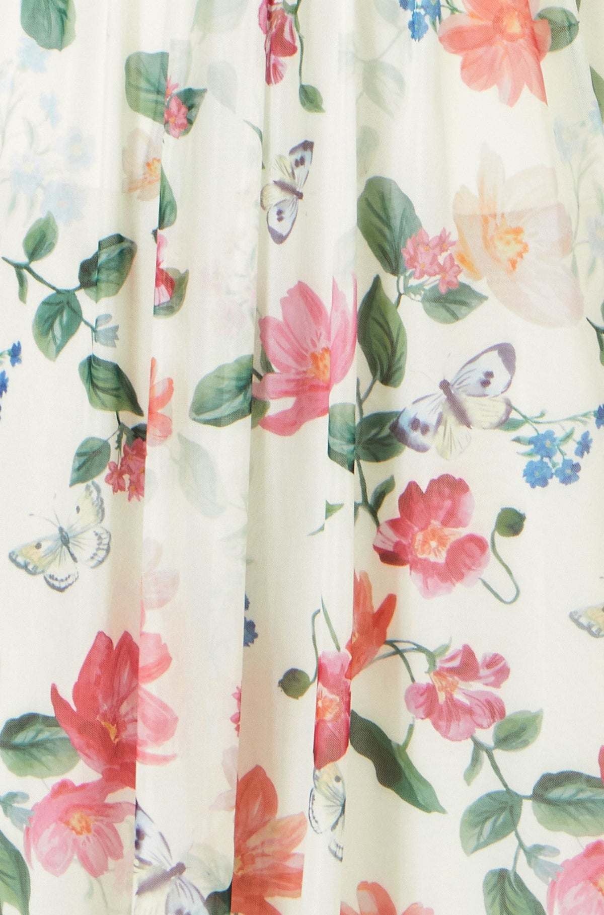 Yumi Ivory Floral Mesh Midi Dress With Pockets | UK Sizes 6–28 - Pattern Detail - QHA UK