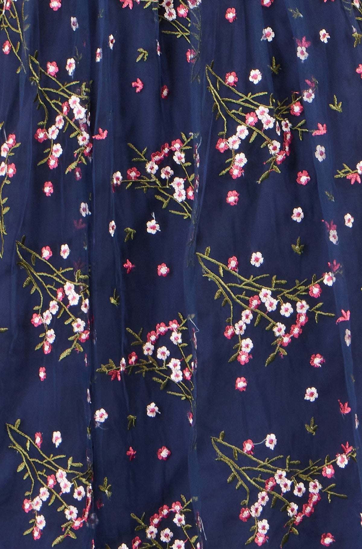 Yumi Women's Navy Floral Embroidered Mesh Midi Occasion Dress | QHA UK - QHA UK