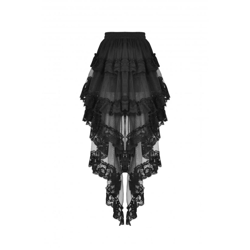 Kate's Clothing Dark In Love Lolisa Skirt High-Low Lace in Black – Back View