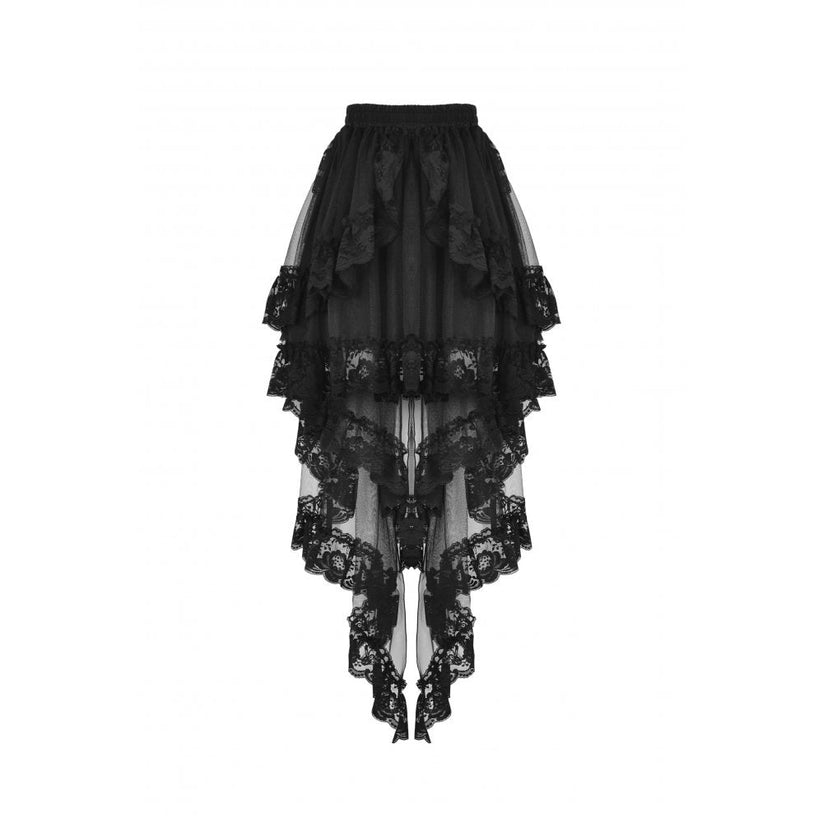 Kate's Clothing Dark In Love Lolisa Skirt High-Low Lace in Black – Front View