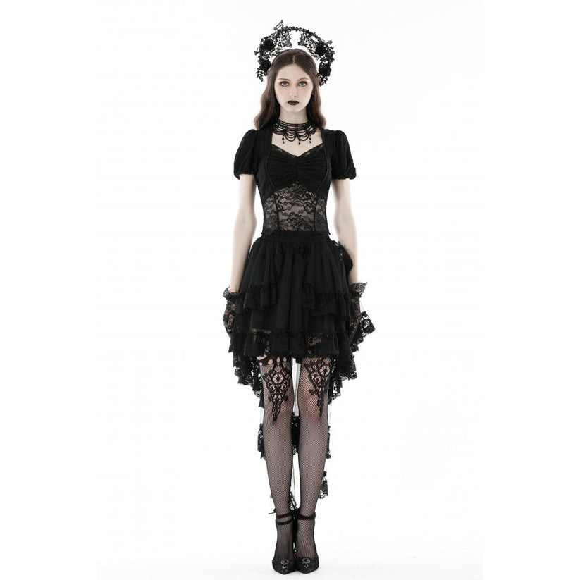 Kate's Clothing Dark In Love Lolisa Skirt High-Low Lace in Black – Front View