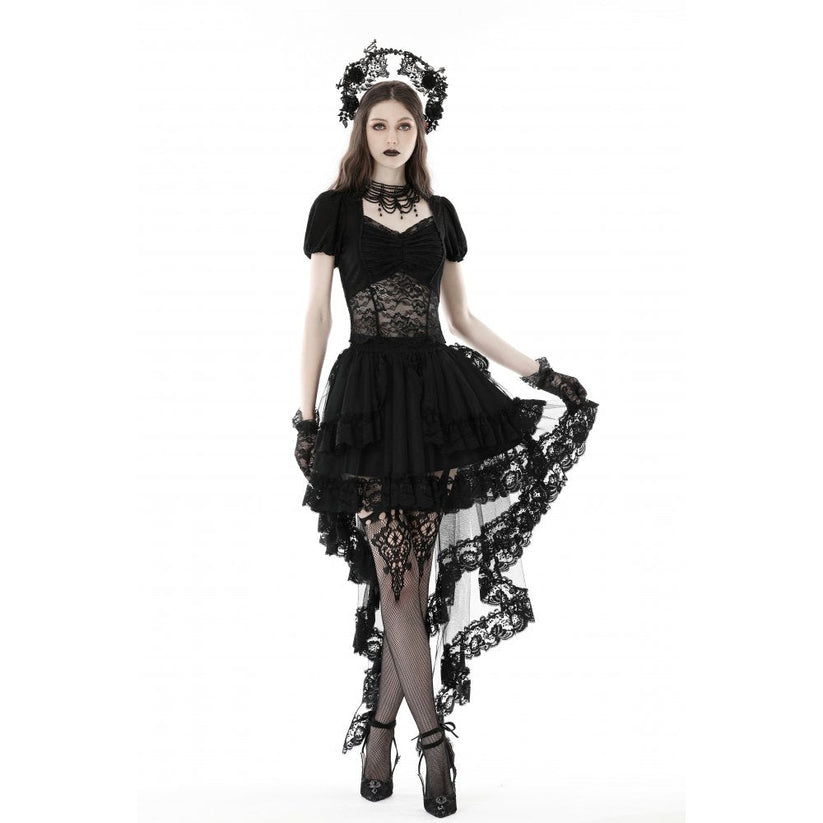 Kate's Clothing Dark In Love Lolisa Skirt High-Low Lace in Black – Side View
