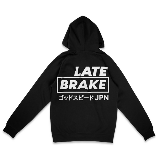 Late Brake Mens OG JPN Basic Heavyweight Hoodie in Black – Front View