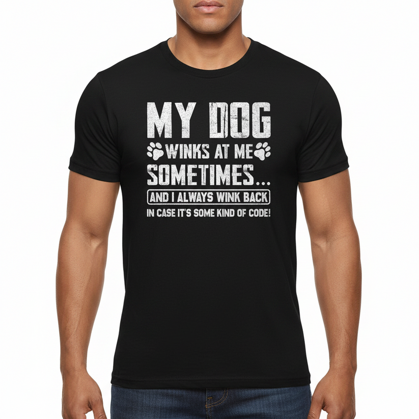 QHA UK Funny Dog Lover T-Shirt My Winks at – Front View