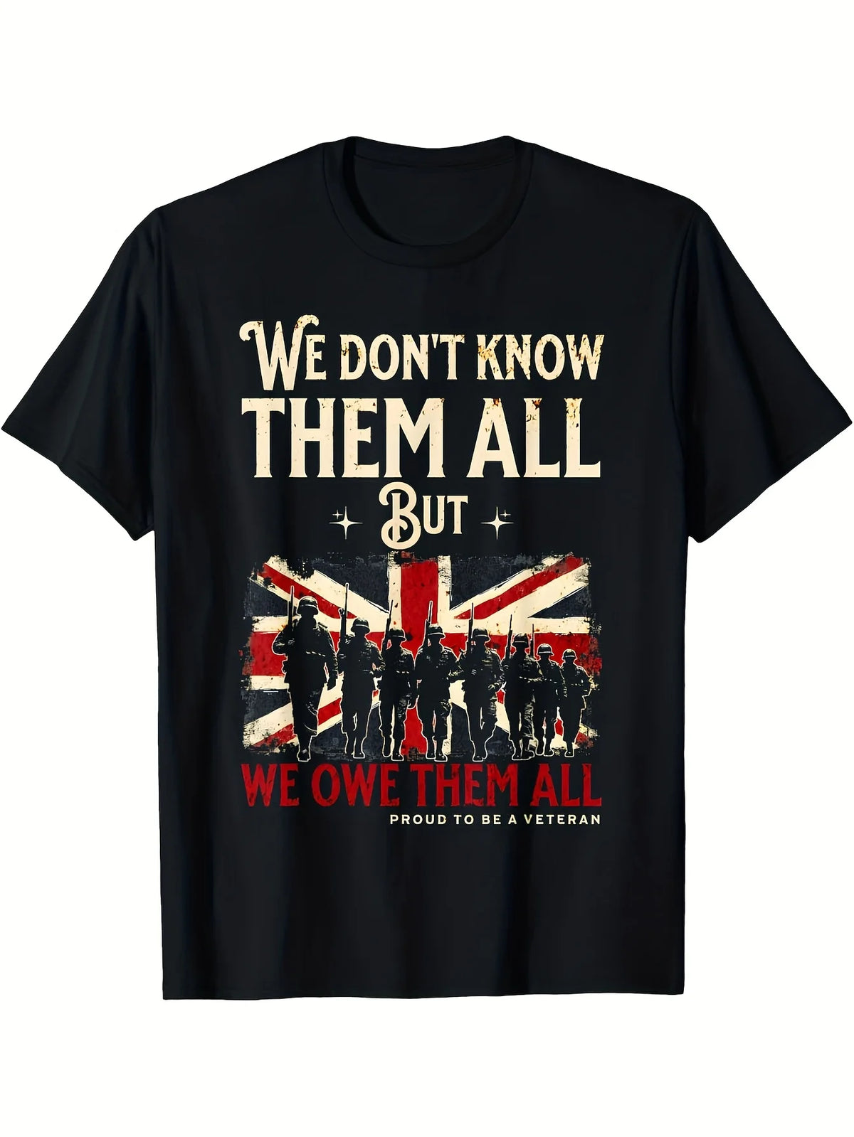 QHA UK Men's Veterans T-Shirt We Owe Them All – Front View