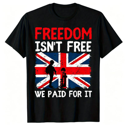 Men's British Army Black T-Shirt Freedom Isn't Free Union Jack Tee