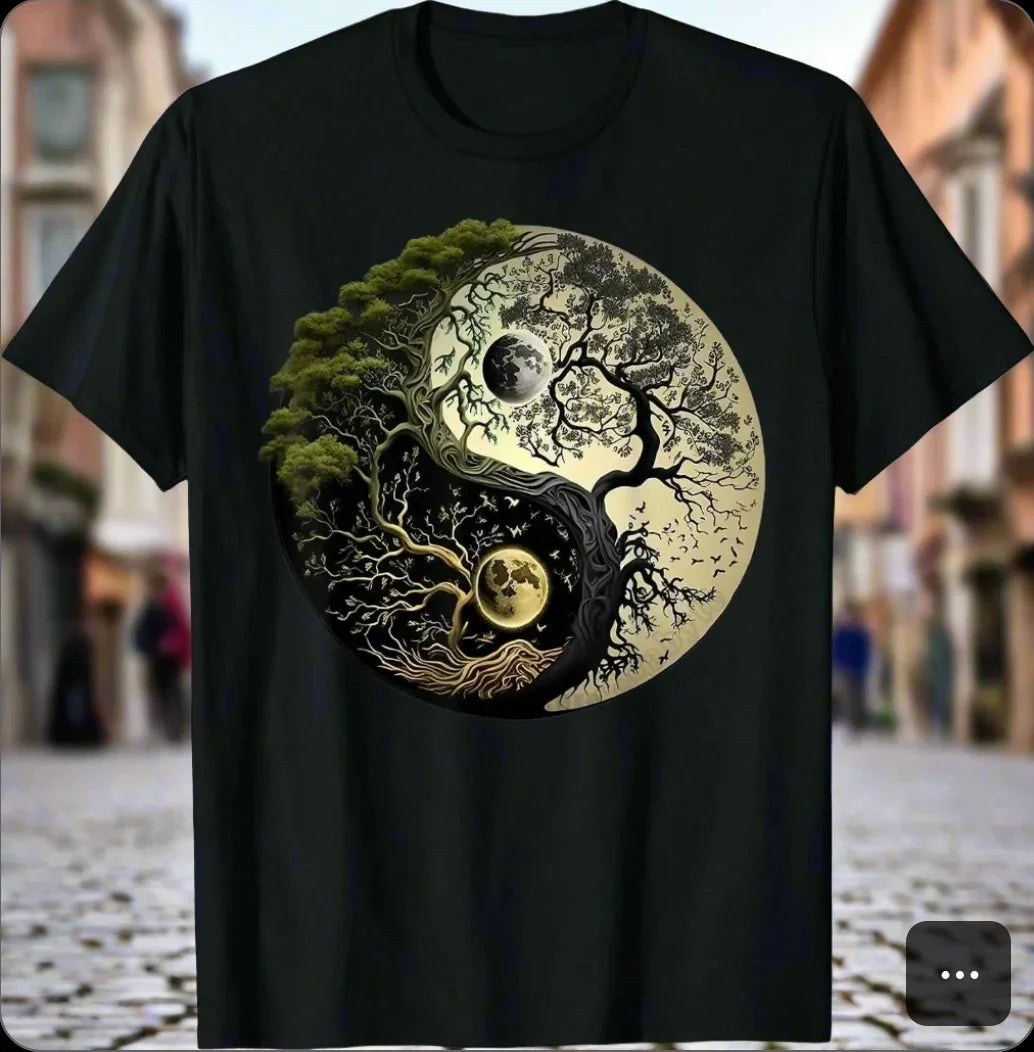 1.Tree of Life Yin Yang T-Shirt – Spiritual Yoga Cotton Tee | Unisex Casual Wear