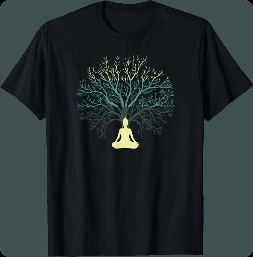 1.Tree of Life Yin Yang T-Shirt – Spiritual Yoga Cotton Tee | Unisex Casual Wear