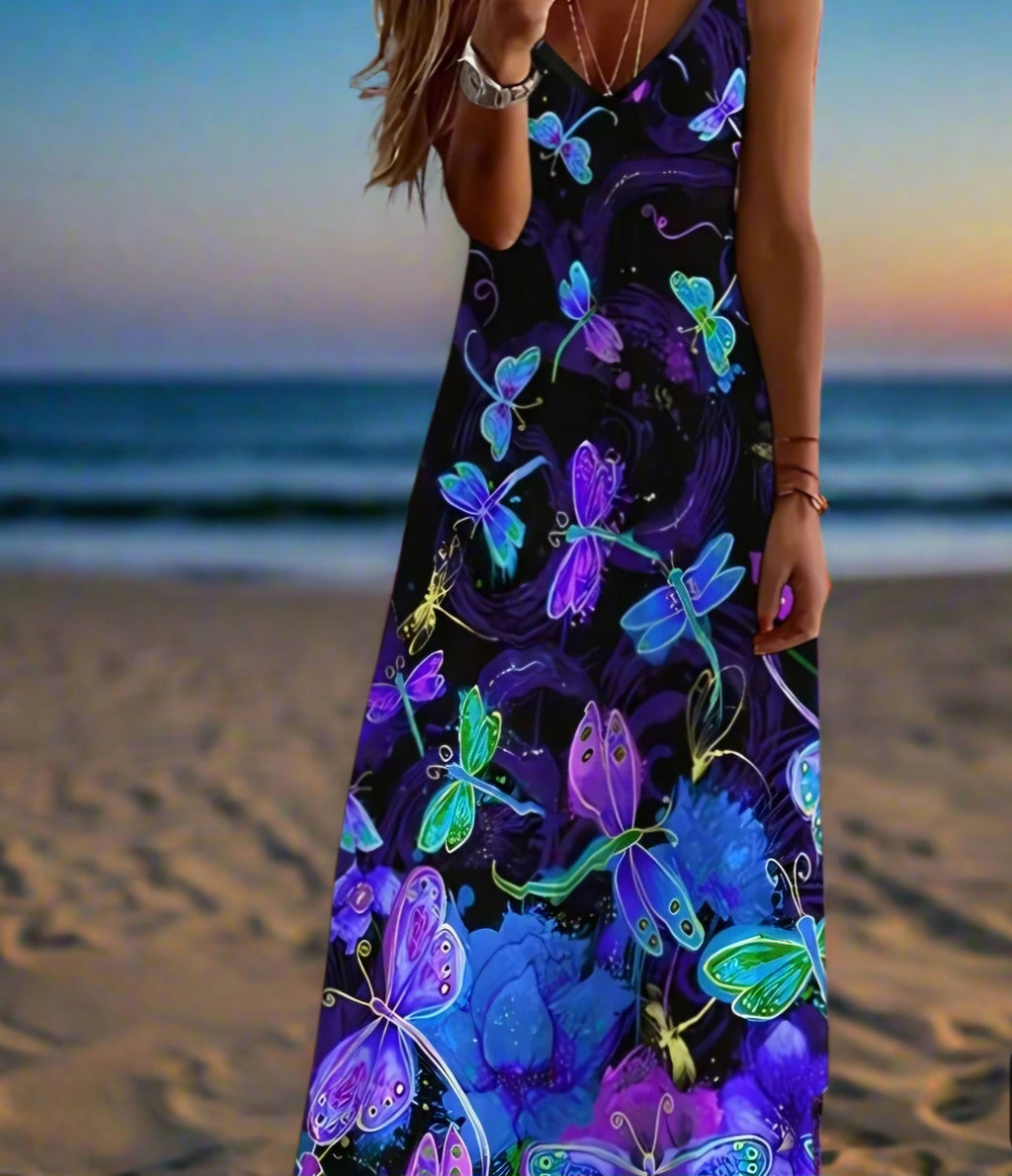 Summer Maxi Dress for Women – Elegant V-Neck Sleeveless Beach & Party Dresses